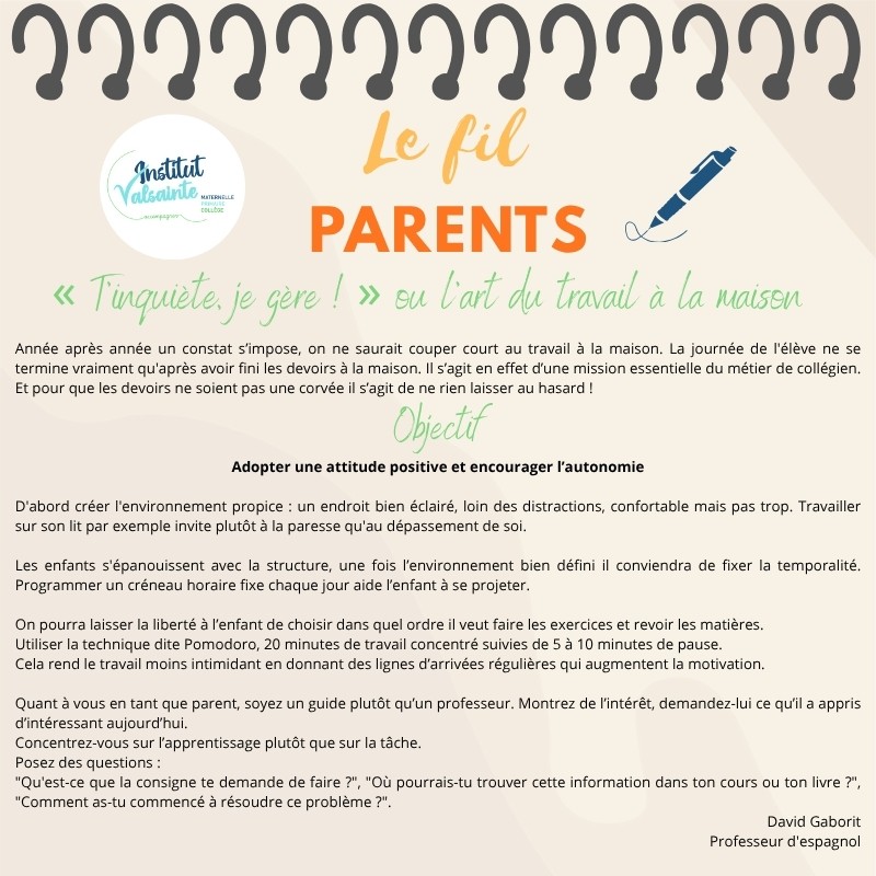 Tinquiète, je gère ! " ou l'art du travail à la maison