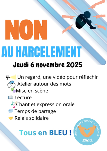 2025 NON AU HARCEMENT – Affiche : # non au harcèlement - Journée Nationale contre le harcèlement